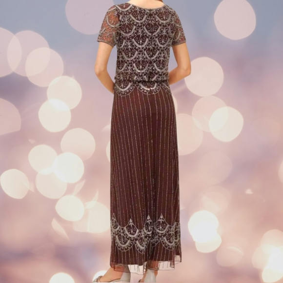NWT BHLDN Anthropologie Garnet Burgundy Breena Beaded Gown - Picture 8 of 11